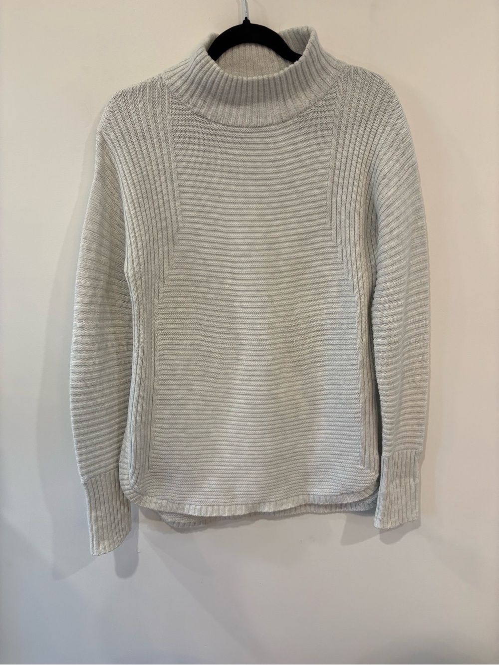 Women's Heather White Ribbed Mocknrck Sweater - Soft Knit Pullover
